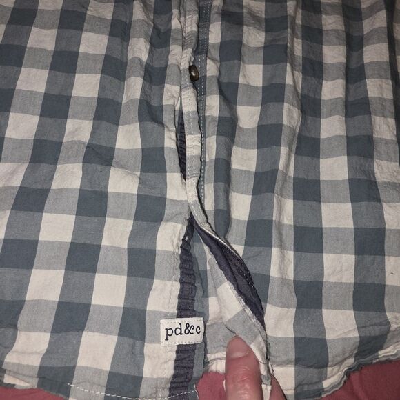 PDC Blue White Check Short Sleeve Button Shirt Mens Size Lg Paper Denim & Cloth - Picture 5 of 7
